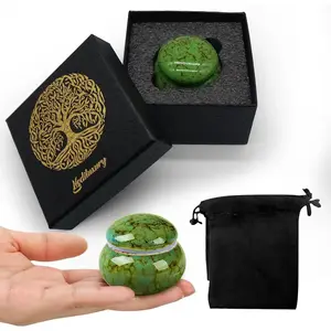 Small Urns for Human Ashes Keepsake,Ceramic Small Cremation Urn for Ashes for Women Adult Male with Gift Box and Velvet Bag 1.6'' Mini Urns for Pet Urn Dog Cat Ashes Keepsake Green