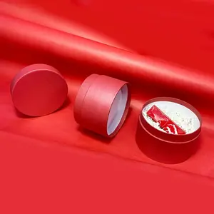 1Pcs Red Cardboard Cylindrical Storage Box Gift Box  for Storage Small Makeup Products Candies Jewelry Valentine's Day Birthday