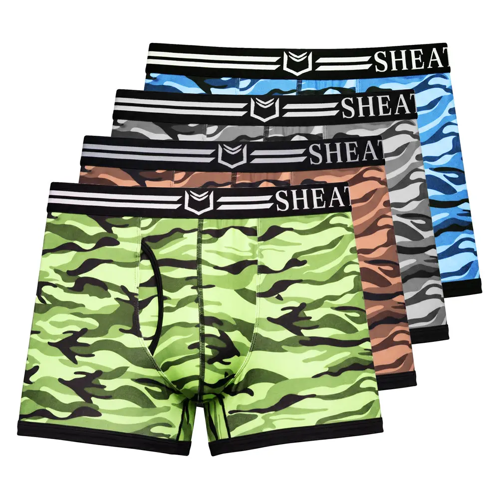 SHEATH 2.1 Polyester Camo Men's Pouch Trunk 3" (4 Pack)