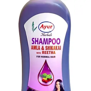 Ayur Herbal Shampoo Amla & Shikakai with Reetha 1000ml for Normal Hair - Ayurvedic Haircare Cleansing Conditioner