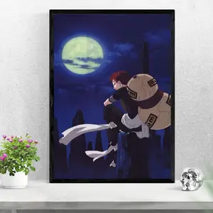 Gaara Sitting Under the Moon, Naruto Anime  Poster, Home Decor, Wall Art