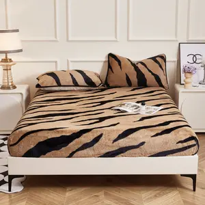 1 Piece Fitted Sheet Tiger Pattern Fast Warm Rabbit Plush jesus  sheets room essential