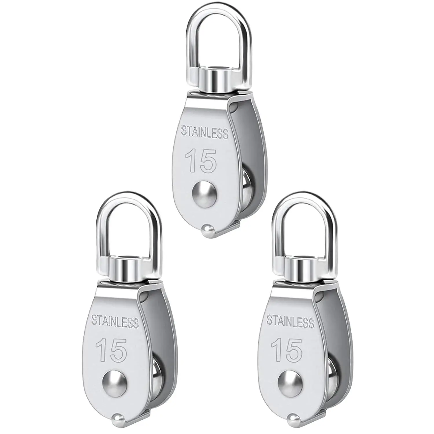 Pulley, Can Swivel Rope Pulley 304 Stainless Steel Pulley Block Small Heavy Duty Pulley M15 M20 M25 M50 Pulley Wheel for Pulley System, Gym Equipment, Hanging, Lifting, etc