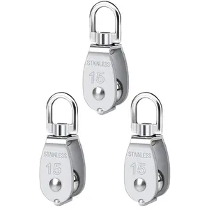 Pulley, Can Swivel Rope Pulley 304 Stainless Steel Pulley Block Small Heavy Duty Pulley M15 M20 M25 M50 Pulley Wheel for Pulley System, Gym Equipment, Hanging, Lifting, etc