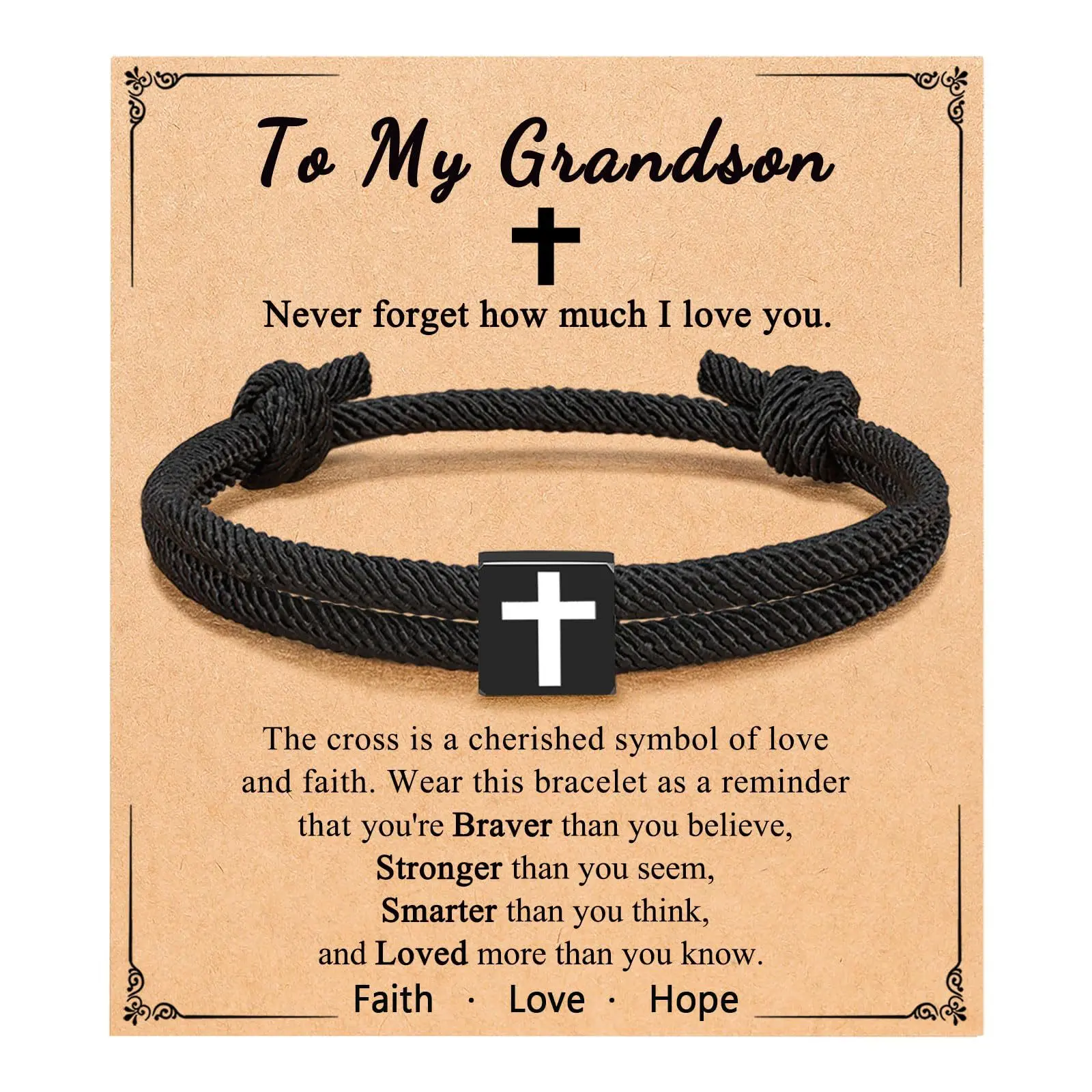 Black Milan rope bracelet+Grandson card