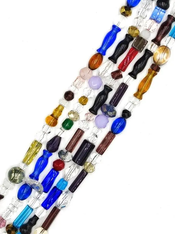 Multi-Color Irregular Shape Glass Beads Size 8x25mm 15.5" Strand