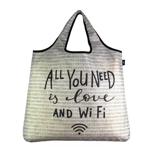 Yay Novelty 4378 Original Eco Friendly Stylish Tote Large Excellent Versatile Reusable Shopping Bag - Love & Wi-Fi