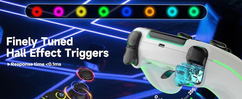 HUPEND Wireless Controller For PS-5/PC/MAC/iOS/Android/Steam Deck, Gamepad with 7 Variable Color RGB Light/Hall Effect Joystick/Dual Vibration/Turbo HUPEND Wireless Controller For PS-5/PC/MAC/iOS/Android/Steam Deck, Gamepad with 7 Variable Color RGB Light/Hall Effect Joystick/Dual Vibration/Turbo