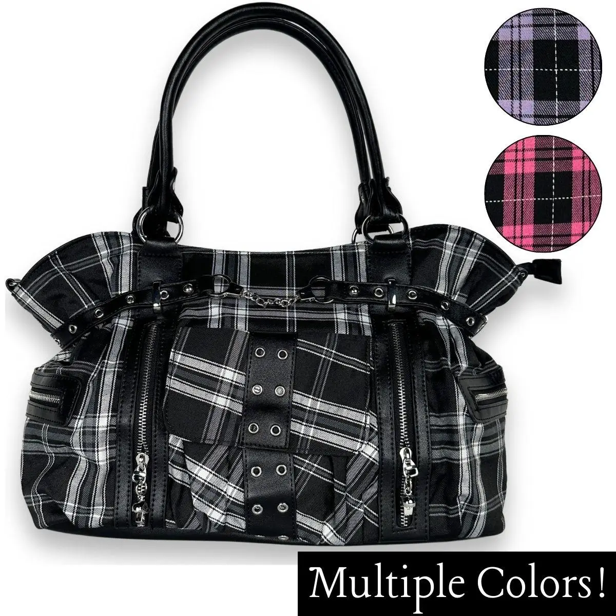 Punk Plaid Crossbody Shoulder Bag - Perfect for school, work & everyday.