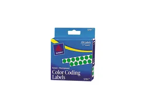 Avery 05791 Permanent Self-Adhesive Color-Coding Labels, 1/4in dia, Green, 450/Pack Avery 05791 Permanent Self-Adhesive Color-Coding Labels, 1/4in dia, Green, 450/Pack
