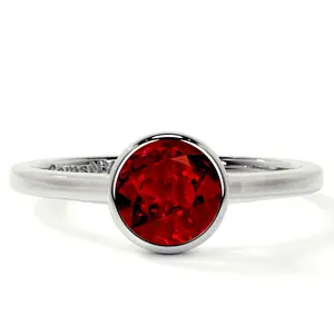Bezel Set Round Ruby Solitaire Ring (0.65cts.)- RRB002-5X5-AAAA