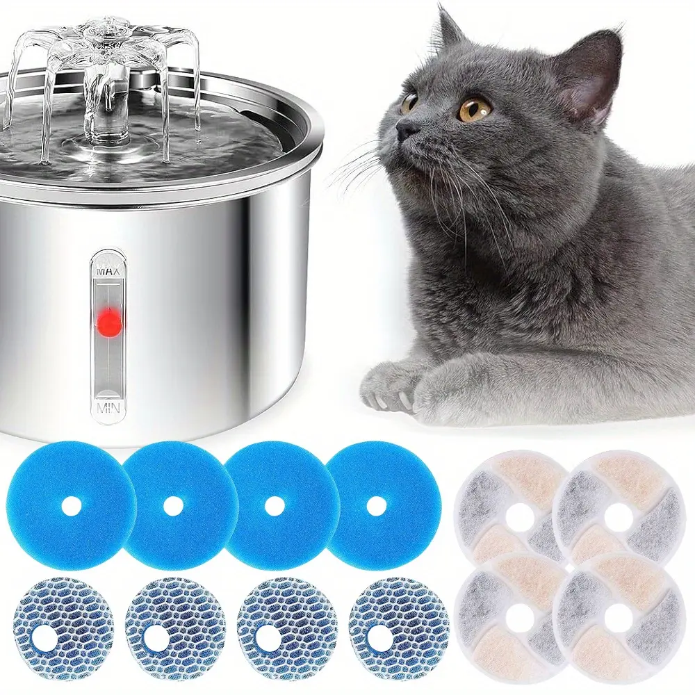 4Pack Water Fountain Filter Replacement - Filtration System Compatible for Cat & Dog Water Dispensers, Water Purifier, Installation, Prevents Hair Loss & Contaminants, for cat/Dog Water Fountain Dispenser
