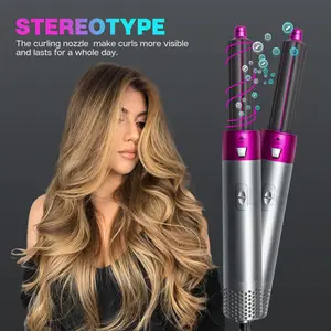 Ionic Thermal Brush Set: Negative ion styling with interchangeable brushes in three sizes — dual voltage for salon shine and one-step blowouts (short/long hair), 5‑in‑1 interchangeable hot air brush — one-step hair dryer and styler for long-lasting curls