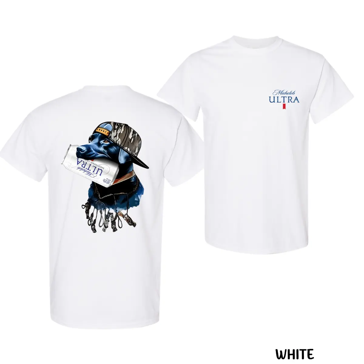 Funny Dog Hunting Two-sided Unisex T-Shirt, For Men - For Women, Outdoors Beer Front and Back Camo Southern Casual Cotton Tops, Southern Streetwear Style,Trendy T-Shirts, Hunter,Husband,Boyfriend,Dad