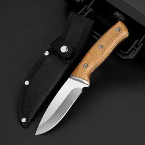 High Hardness Multifunctional Camping Knife, Outdoor Survival Meat Cutting Bone Removal Tool, Leather Sheath Included