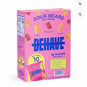 BEHAVE Sour Bears Mini Packs - 10 pk, Natural Sour Gummies, Chewy Candy Snack