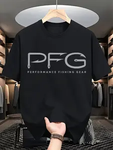 Men's PFG Performance Fishing Gear T-Shirt, Hook Graphic Short Sleeve Tee, Breathable Quick Dry Outdoor Fishing Shirt, Minimalist Angler Apparel for Men, Casual Boat & Fishing Trip Top, Trending 2026 Fisherman Gift