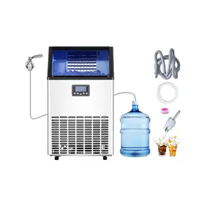 VEVOR Commercial Ice Maker Machine, 100lbs/24H Ice Maker Machine with 33lbs Storage Capacity, 45 Ice Cubes in 15 Minutes, LED Digital Display Freestanding Self-Cleaning for Bar Office Restaurant