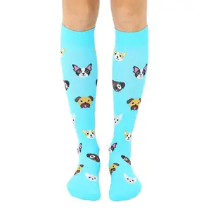 Dog Compression Socks | 15-20mmHg Graduated Support - Moisture-Wicking Nylon with Padded Cushion Bottom - Unisex Casual Printed Socks for Daily Wear