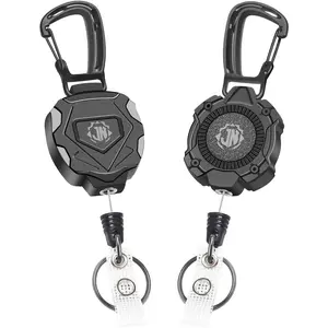2-Pack Retractable ,Heavy Duty Retractable ID Badge Clip Reels with Zinc Alloy Carabiner,31.5" Steel Cord, 9 oz Rebound (Style 1)