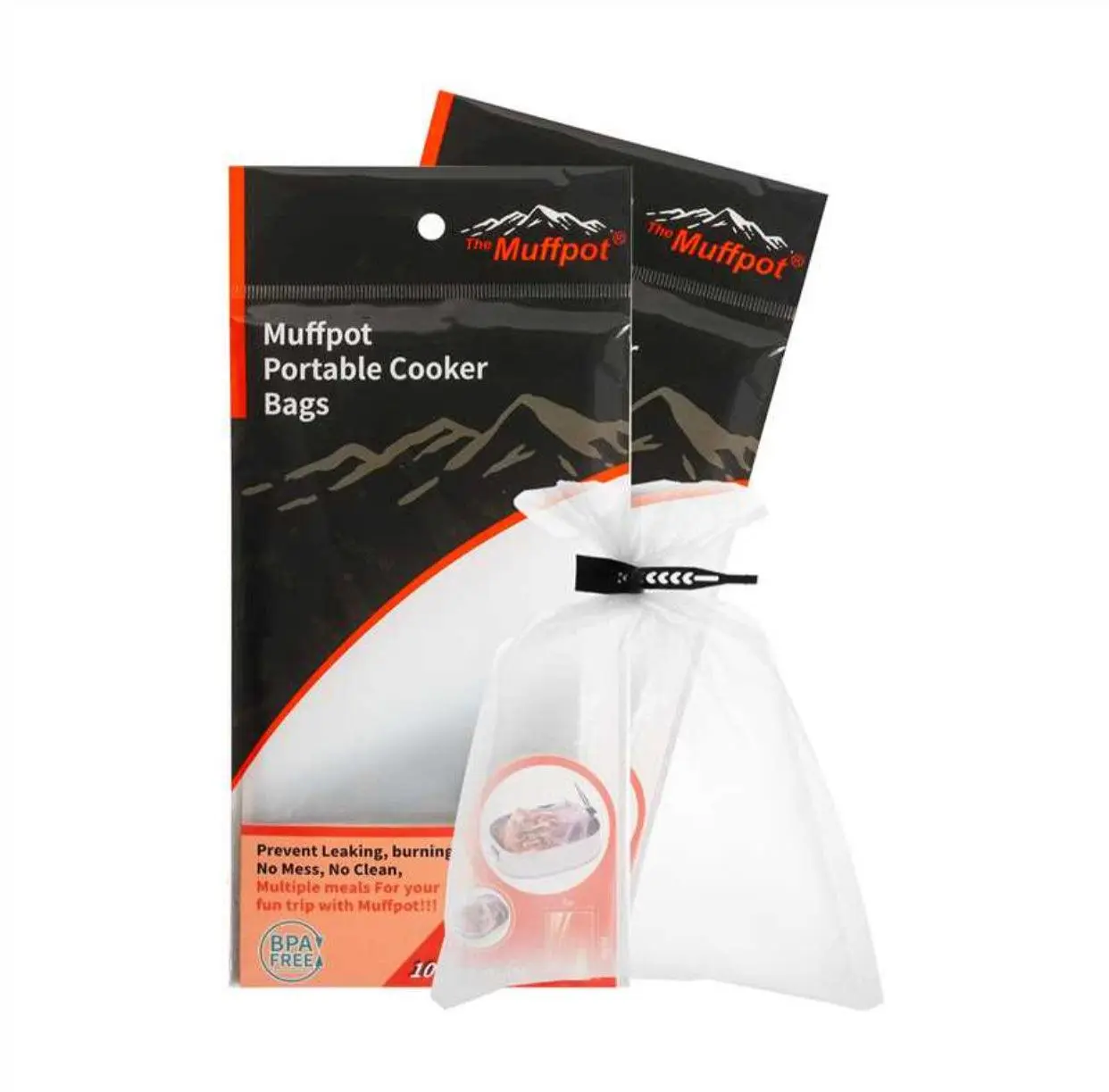 Muffpot Portable Compact Cooker Bags 7 x 10.5" (2 Packs) BPA Free Food-Grade Nylon for Food Storage and Cooking on the Go