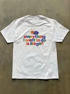 Fun English Slogan Graphic T-Shirt for Home and Leisure, Soft Cotton Casual Short Sleeve Top, Trendy Design for Everyday Wear