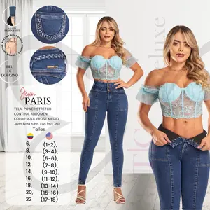Paris-AM Colombian Jeans with Internal Girdle Style (360) - 3 Button Design Women's Bottoms - Womenswear Comfort