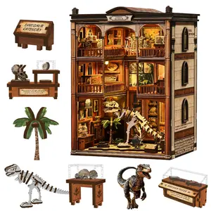 1Set 3D Booknook Kit - Fossil Museum Theme, DIY Miniature Bookshelf Puzzle, Creative Decor & Gift for Adults​, Stress Relief Craft & Bookshelf Decor for Science Enthusiasts​