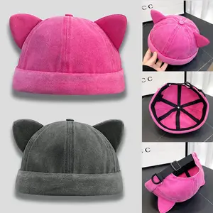 Queer Cat Ears Beanie Hat Men Women Fashions Brimless Hats Skull Cap Outdoor Adjustable Hat