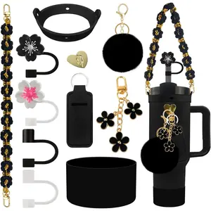 11 PCS Accessories for Stanley Cup, Water Bottle Handle Strap for Stanley 30/40 oz tumbler with handle, including Straw Toppers