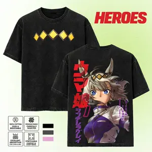 Oguri Cap Uma Musume: Clnderella Gray Graphic Tee Oversize Double-Sided Print Wash T-shirt Menswear Casual men Soft graphic tee Cotton Fabric Top Streetwear graphic tee merch unisex