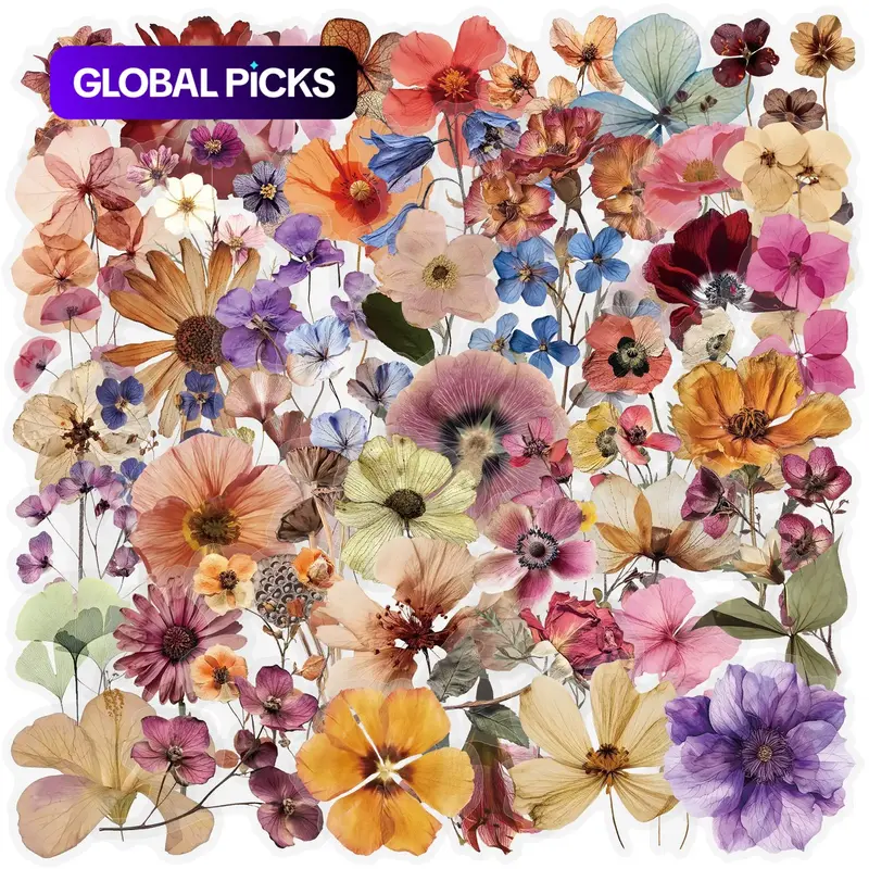 50pcs Retro Flower Graffiti Transparent PET Sticker Set, Waterproof DIY Creative Funny Decals, Suitable for Luggage, Phone Cases, Laptops & Skateboards #GLOBAL PICKS