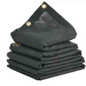 fathersdaygift VEVOR Dump Truck Mesh Tarp, 7x 14 ft, PVC Coated Black Heavy Duty Cover with 5.5 18oz Double Pocket, Brass Grommets, Reinforced Double Needle Stitch Webbing Fits Manual or Electric Dump Truck System
