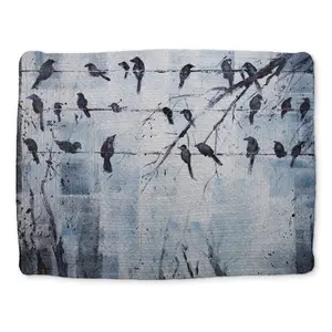 360 stand Stylish Rectangular Stainproof Polyester Tableware Placemat, 14x18 in, Contemporary Blue Bird Design with Abstract Birds on Wire, Kitchen Home Decor (CBPM14187X79AE), Coasters Home Decor