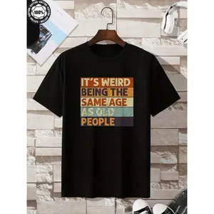 180g[100%cotton]New Summer Style Plus-Size Men's Clothing With A Stylish Design Featuring Rainbow Stripes And Letter Prints,  And Comfortable Printed T-Shirt [180g 100% Cotton]