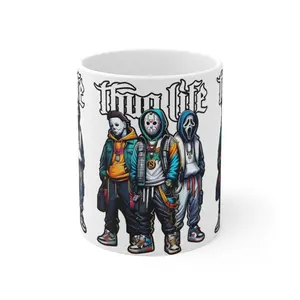 Jason Halloween Thug Life Mug 11oz, Scary Movie Coffee Cup, Horror Lover Gift, Halloween Decor, Creepy Home Office Decor
