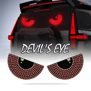 Car LED Decorative Light Devil's Eye Rear Warning Light USB Red Devil Eye Atmosphere Light Led Car Ambient Light Auto Decoration Accessories