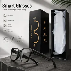 AI Smart Glasses with  8MP HD Camera photochromic lenses,4k Photos, 1080P Video Recording , Real Time Translation, Voice Assistant,  for Travel, Meetings & Vlogging, Bluetooth Eyewear with Voice Assistant and Photochromic Lenses