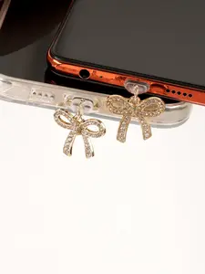 Rhinestone Bow Phone Charging Port Dust Plug, Phone Charm, Compatible with iPhone & Type-C, Device Protection Cover, All Seasons Accessories