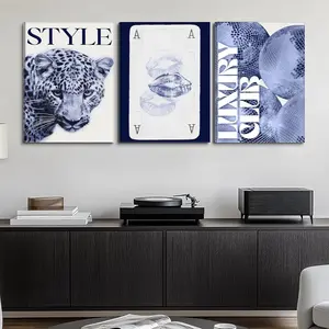 3pcs Set Frameless Leopard Print,Black and White Gallery Artistic Fashion Canvas Wall Poster,Fashion Printing Decoration,Office Aesthetics Girl Decor