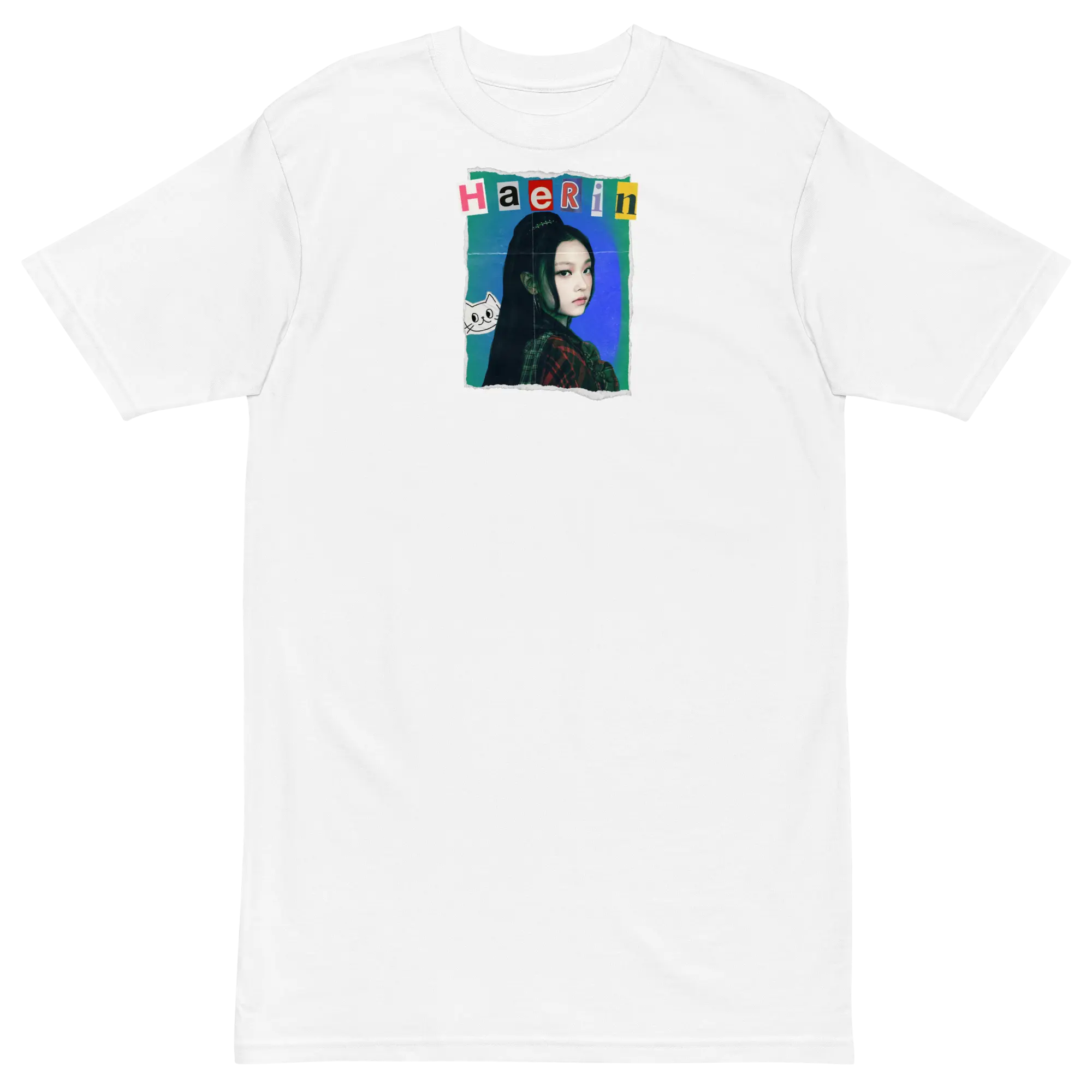 NewJeans (Haerin) How Sweet Member Collage Cut Out Ador K-POP Unisex 100% Premium White T-Shirt Limited Edition Classic Collar Cotton