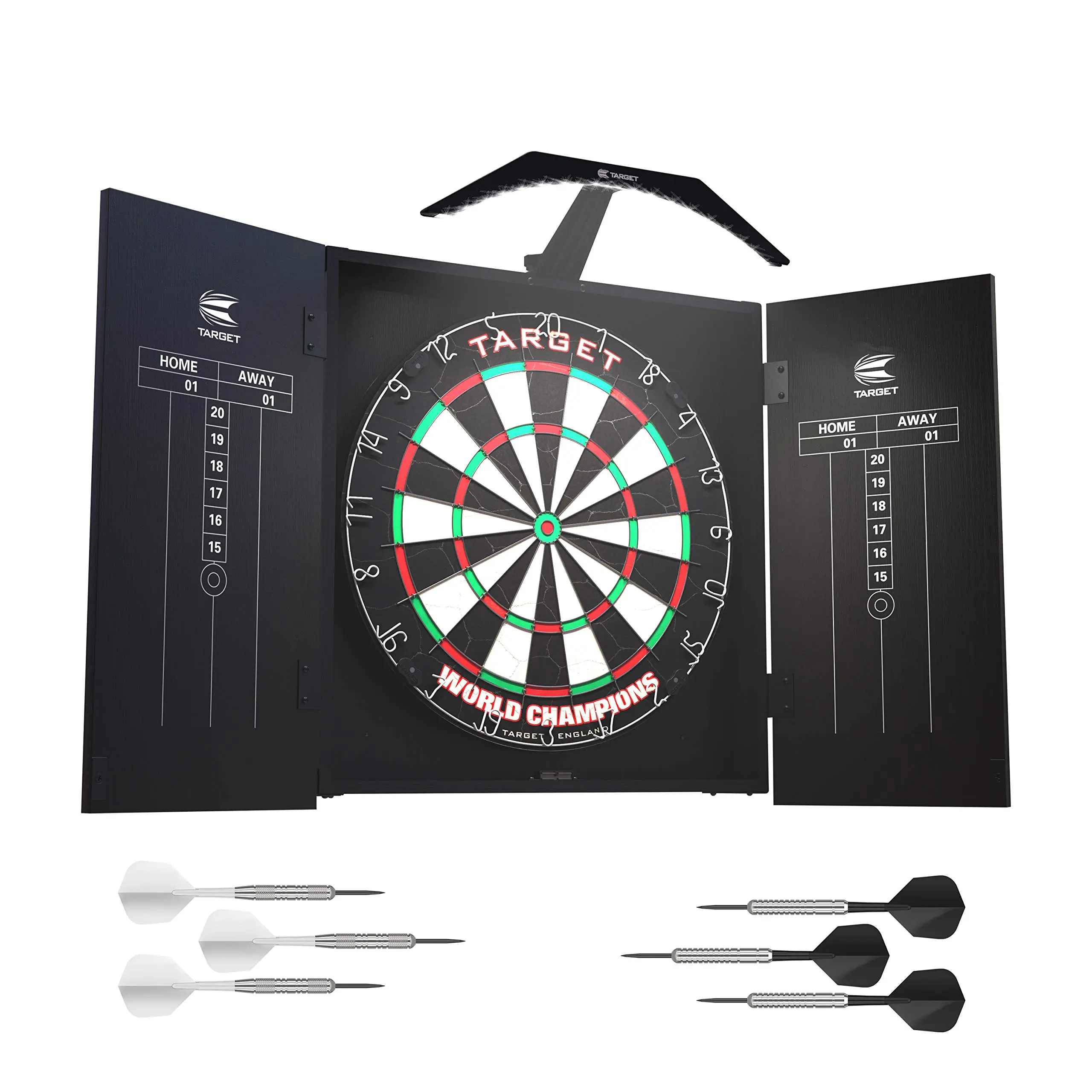 Target Darts Arc Dartboard Lighting System with Home Cabinet Set, Professional Darts Gear for Leisure Sports & Outdoor Recreation