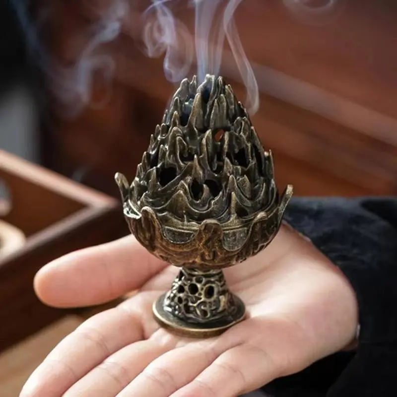 Vertical Mini Alloy Hollow Incense Burner - Portable Tabletop Aromatic Fragrance Scented Incense Holder, Home Aromatherapy Accessory, Desk Ornament, Aromatic Incense Holders