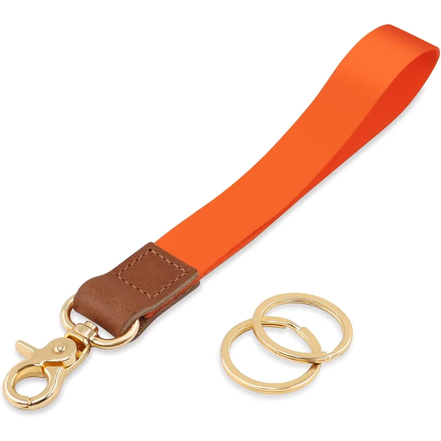 Wristlet for Women and Men, Wrist Lanyard Key Chain with Key Rings, Wrist Strap for   ID Badge Wallet (Orange)