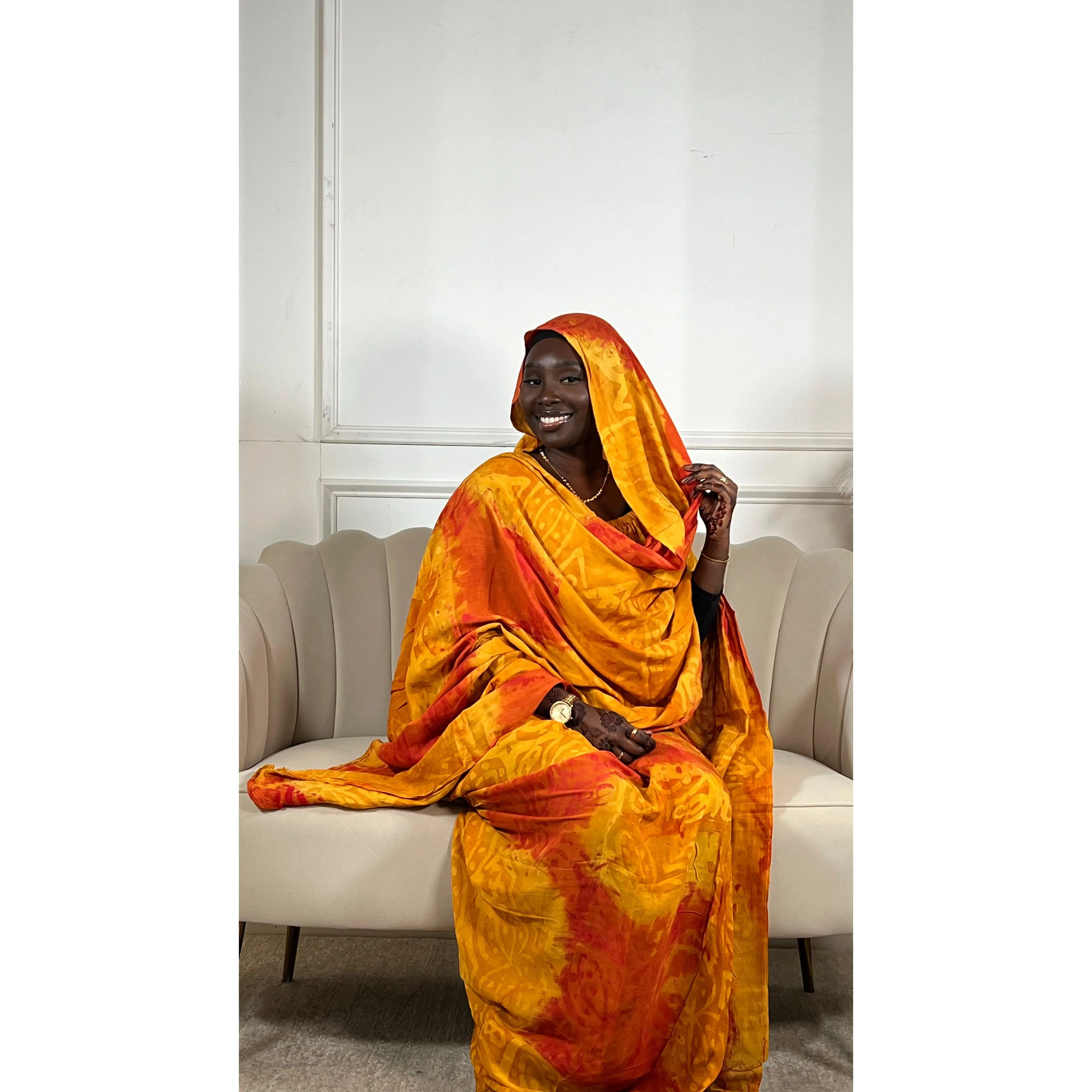 Dakar Melhfa Dress - Traditional All Seasons Plain Wrap Dress Inspired by Iconic Toub Melhfa Lafaya Toungou Tassaghnist and Dampé