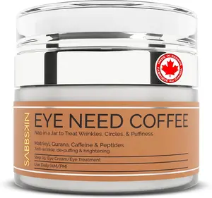 SABBSKIN Under Eye Cream for Dark Circles with caffeine, Guarana, Matrixyl, & Peptides - Eye Cream Diminish the Look of Wrinkles & Puffiness, helps in Hydrate & Brighten Skin - 15ml - Women and Men