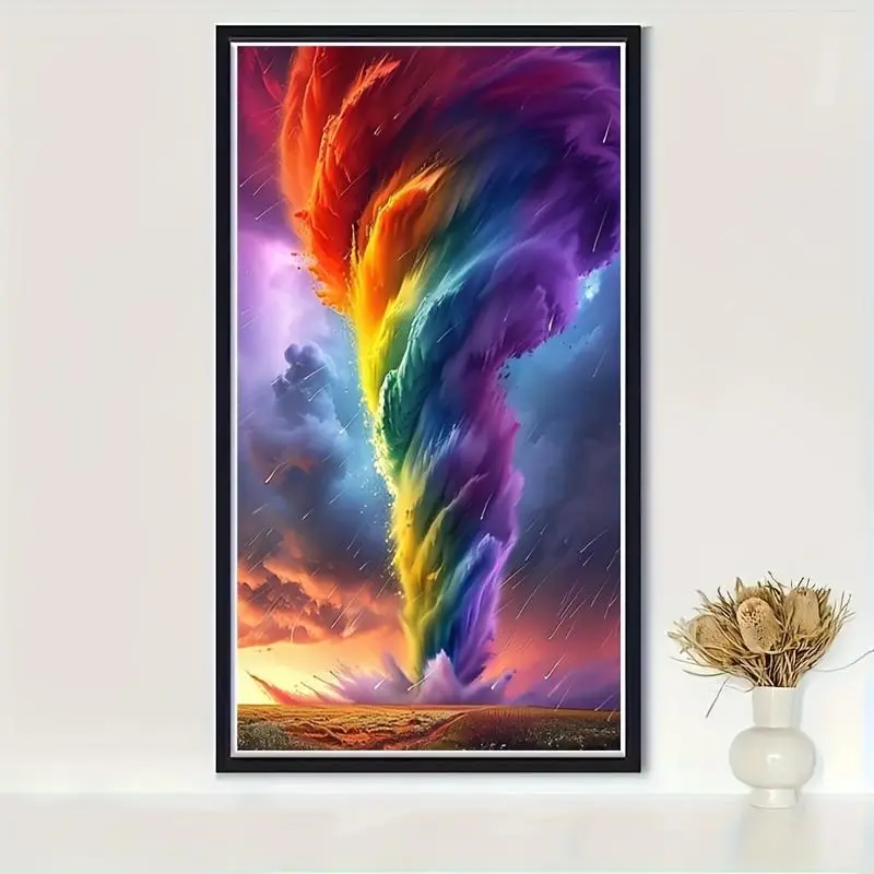 Tornado Pattern DIY Diamond Arts Colorful Painting Kit without Frame, 5D Diamond Arts Colorful Painting Kit, Wall Art Decor for Home Living Room Bedroom, Diamond Painting Kits, Diamond Art Tools