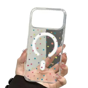 Colorful Star-Patterned  Compatible with iPhone 16 15 Pro Max Plus 14 13 12 mini 11 X XR XS Beautiful Gift Durable shockproof Anti-Scratch PC Protective Case Design Offers Shockproof Supports Magnetic Wireless Charging