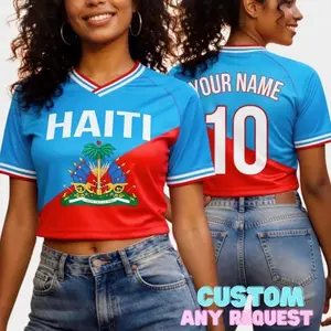 Haiti Soccer Crop Top Jersey, Personalized Soccer Jersey Crop Tee, Bachelorette Outfit, Festival Shirt, Travel Outfit Gift