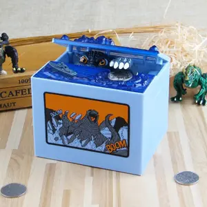 Electronic Coin Money Box Automatic Stealing Coin Monster Dinosaur ABS Plastic Piggy Bank Musical Movement Anime Decor Ornaments Decoration